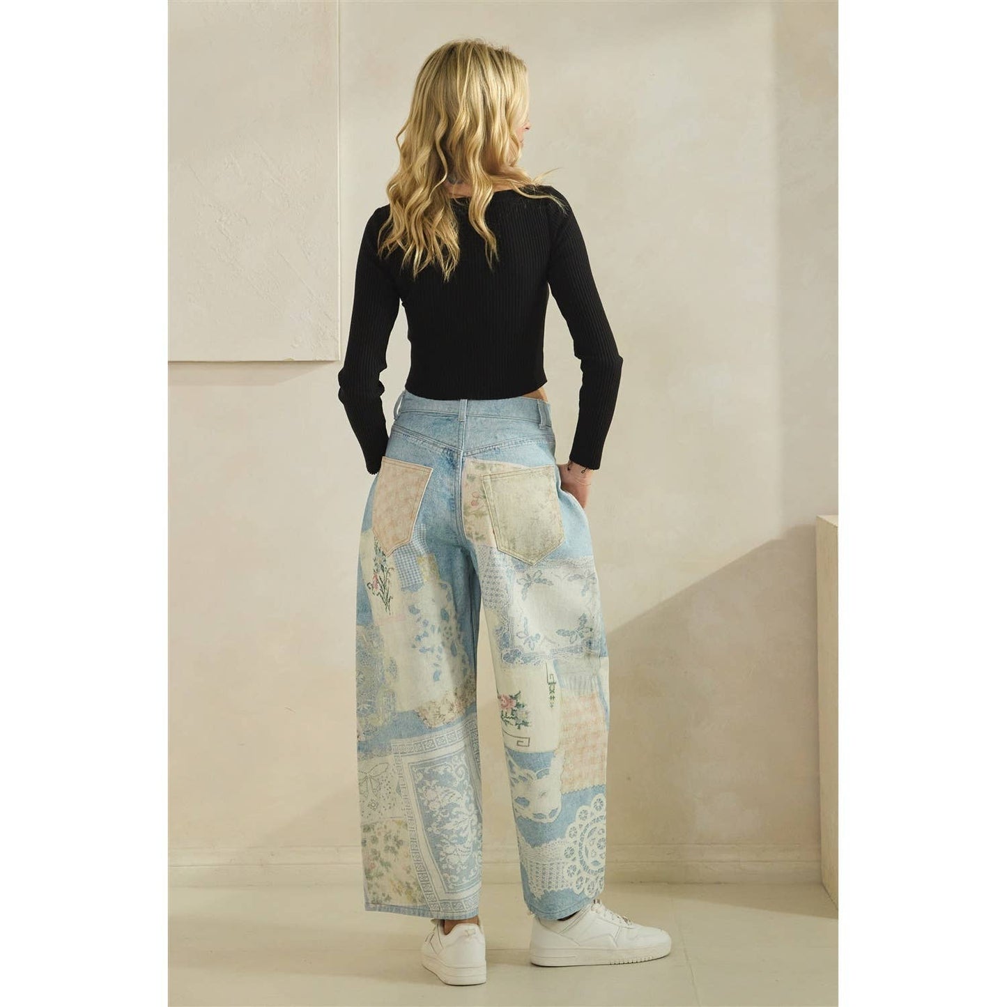 GARDEN PARTY PATCHWORK PANTS (FLORAL DENIM)