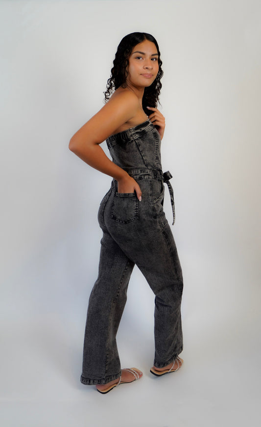 DENIM AFTER DARK JUMPSUIT (ACID BLACK)