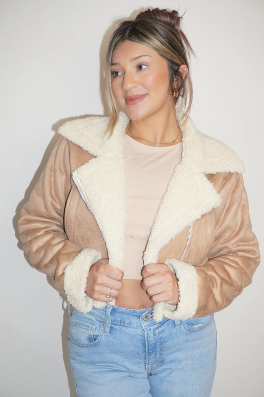 MILK AND HONEY TEDDY LINED JACKET (CREAM)