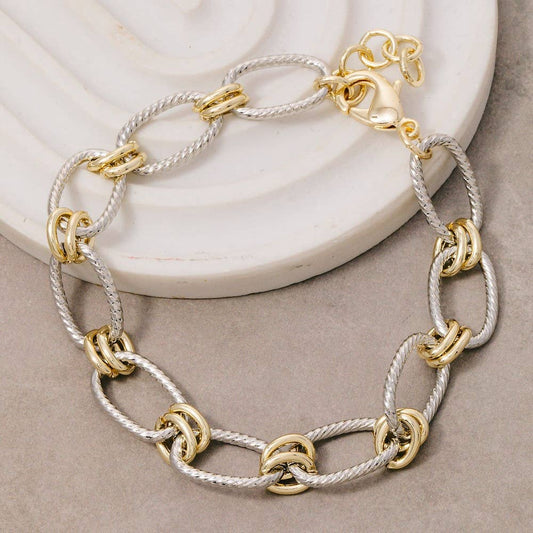 TWO TONE CHAIN BRACELET (WHITE & YELLOW GOLD)