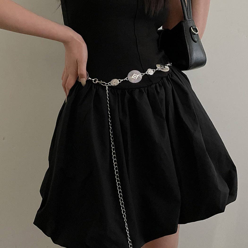 GIDDY UP GLAM OVAL CHAIN BELT (SILVER)