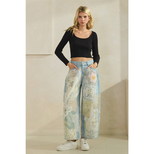GARDEN PARTY PATCHWORK PANTS (FLORAL DENIM)