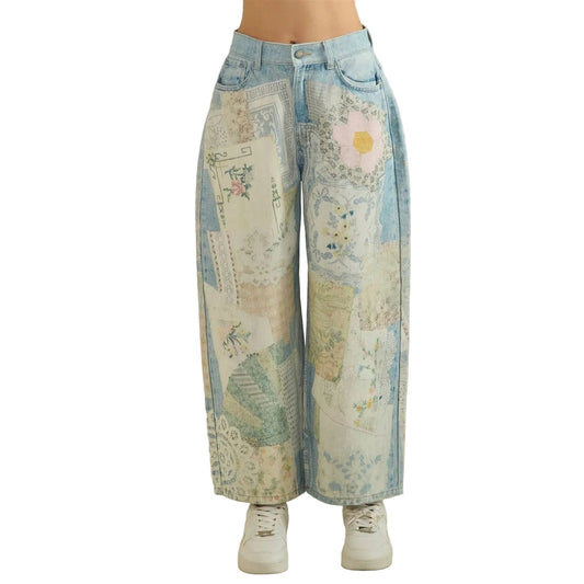 GARDEN PARTY PATCHWORK PANTS (FLORAL DENIM)