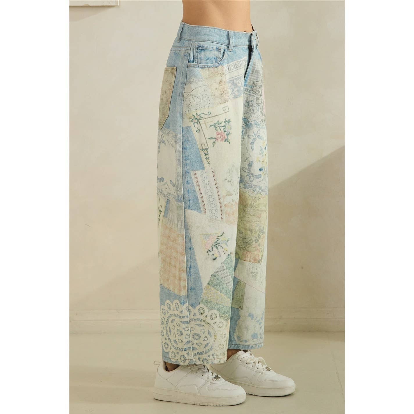 GARDEN PARTY PATCHWORK PANTS (FLORAL DENIM)
