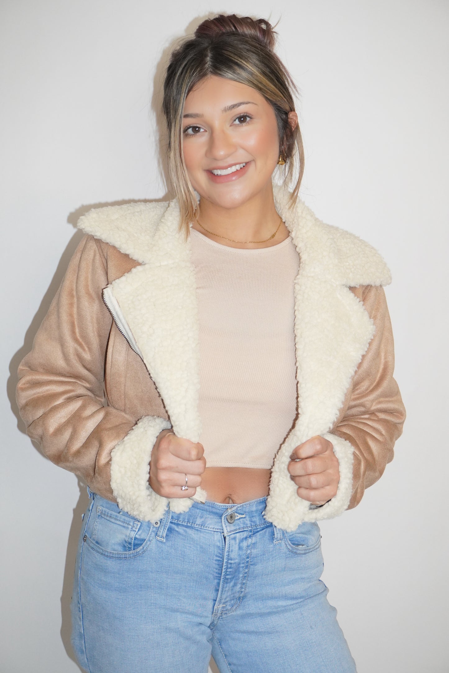 MILK AND HONEY TEDDY LINED JACKET (CREAM)