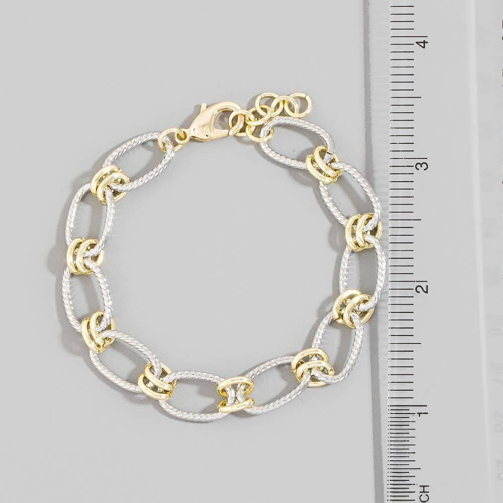TWO TONE CHAIN BRACELET (WHITE & YELLOW GOLD)