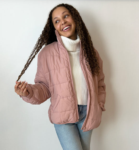 FROSTED BERRY PUFFER JACKET (MAUVE)