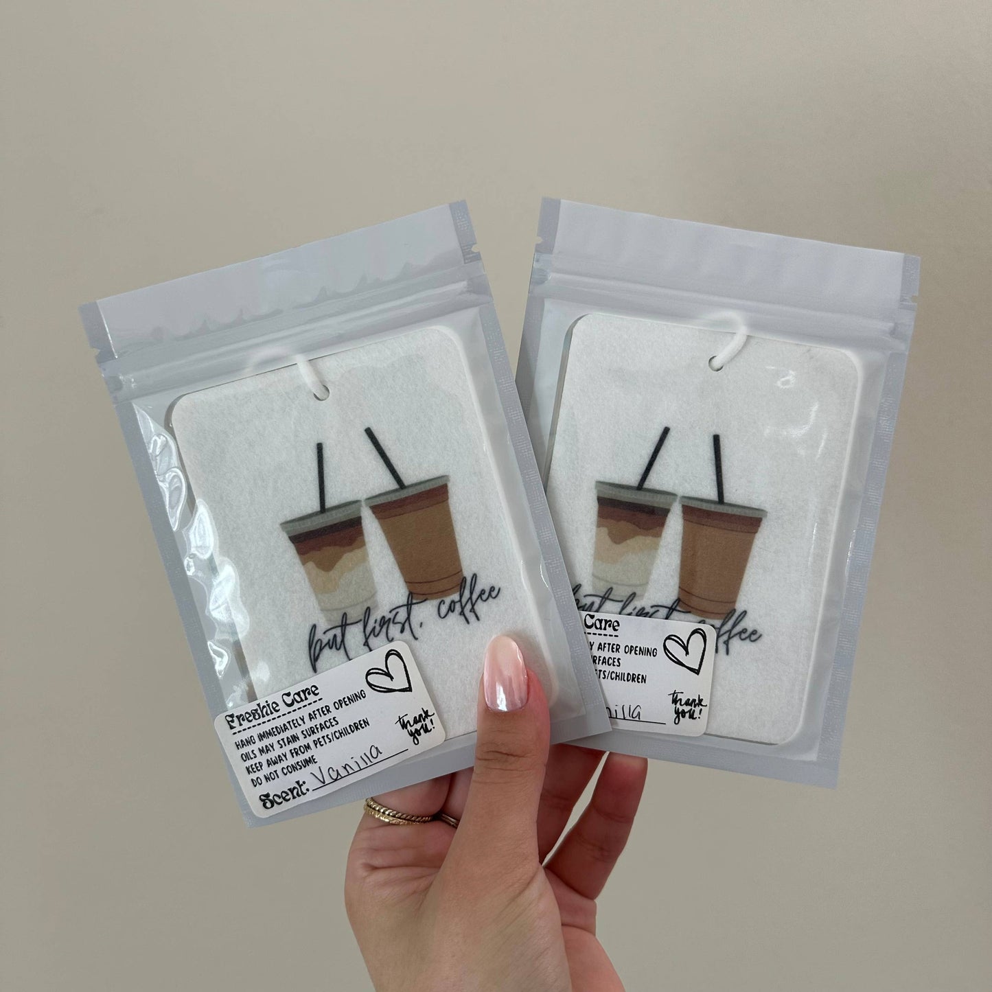 CAFFEINE CUTIE CAR AIR FRESHENER (VANILLA)