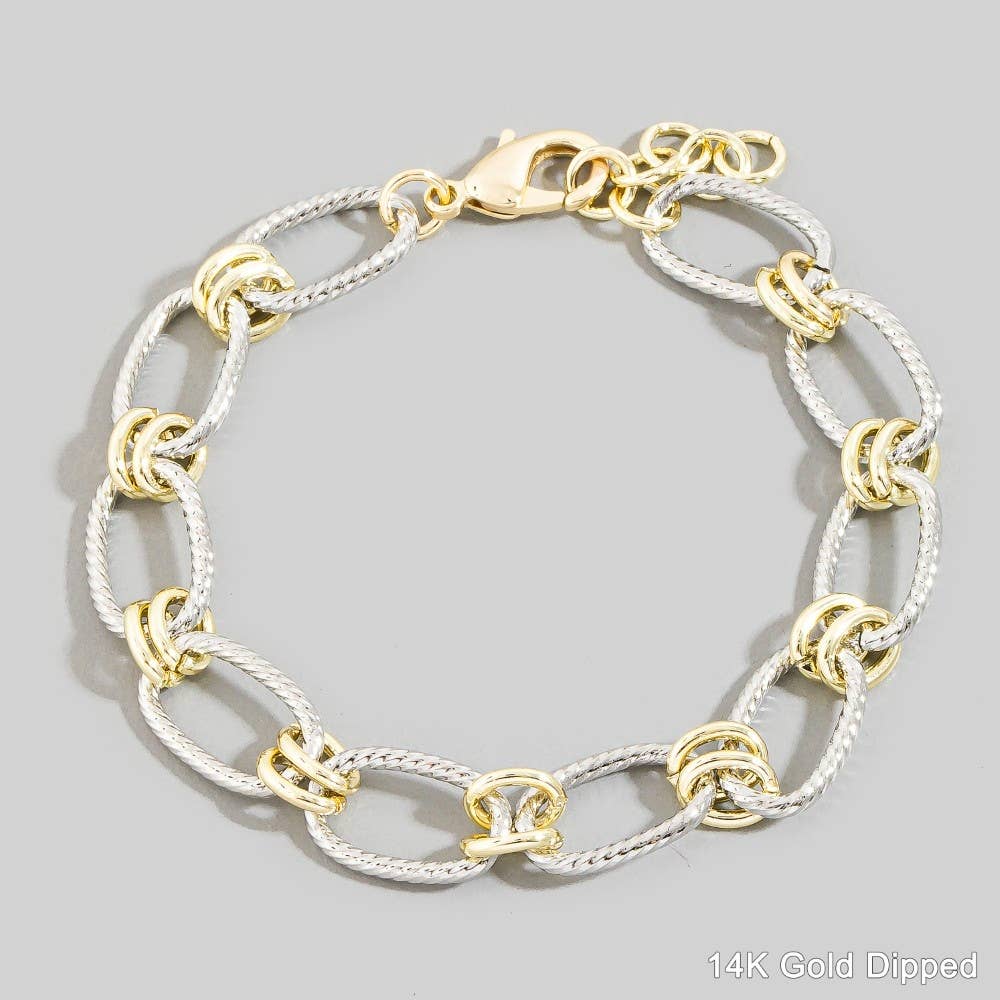 TWO TONE CHAIN BRACELET (WHITE & YELLOW GOLD)