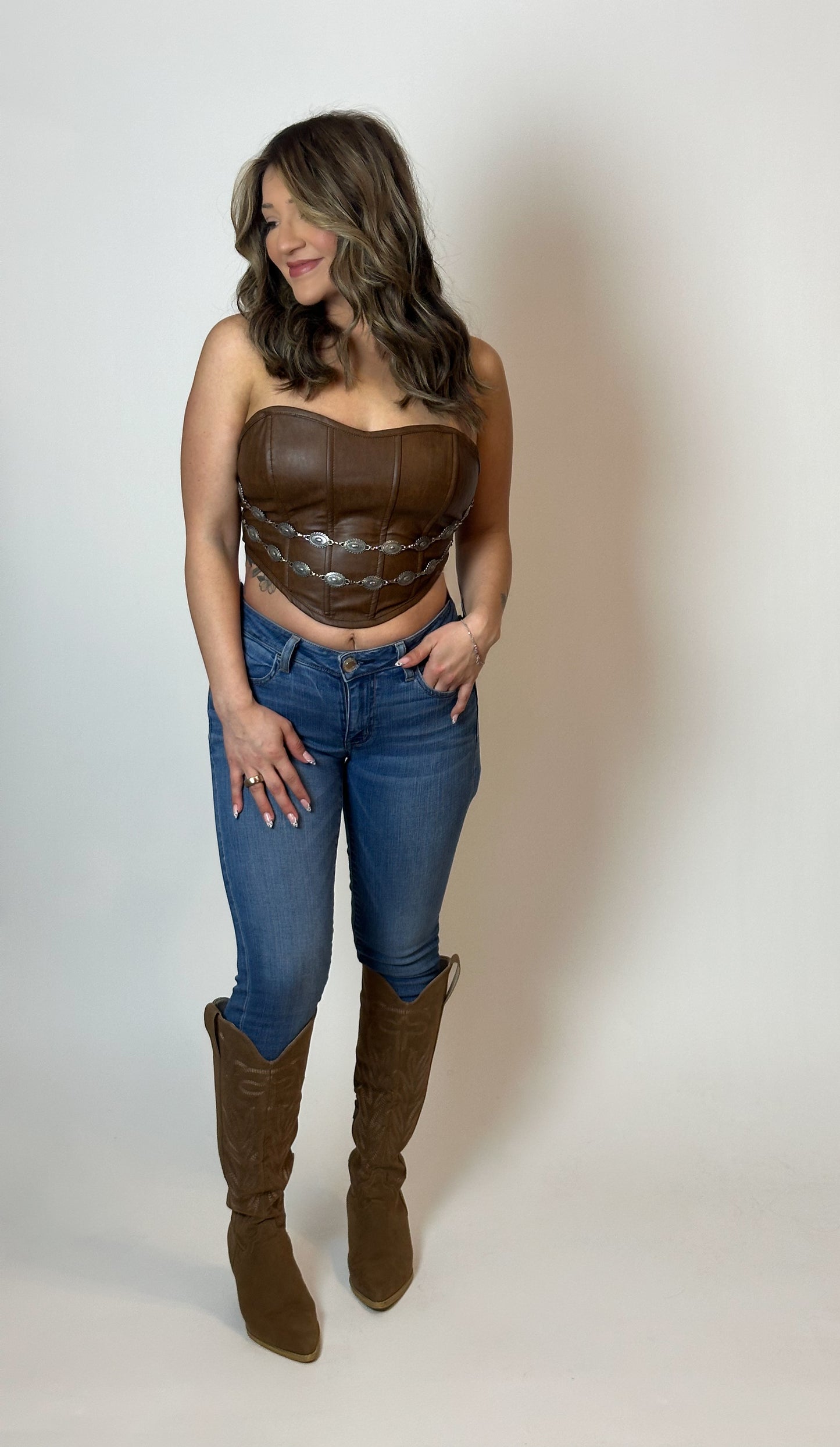 CHOOSIN' TEXAS CORSET TOP (CHOCALATE)