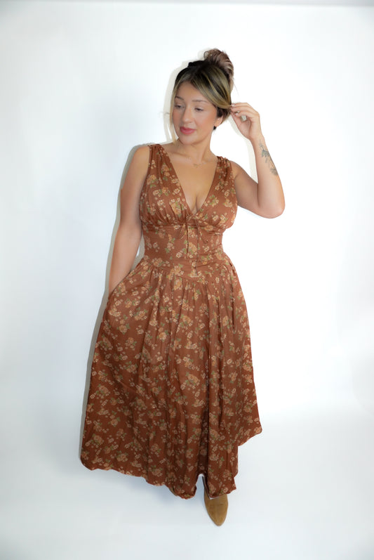 AMERICAN HONEY MIDI (BROWN FLORAL)