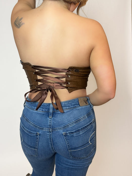 CHOOSIN' TEXAS CORSET TOP (CHOCALATE)