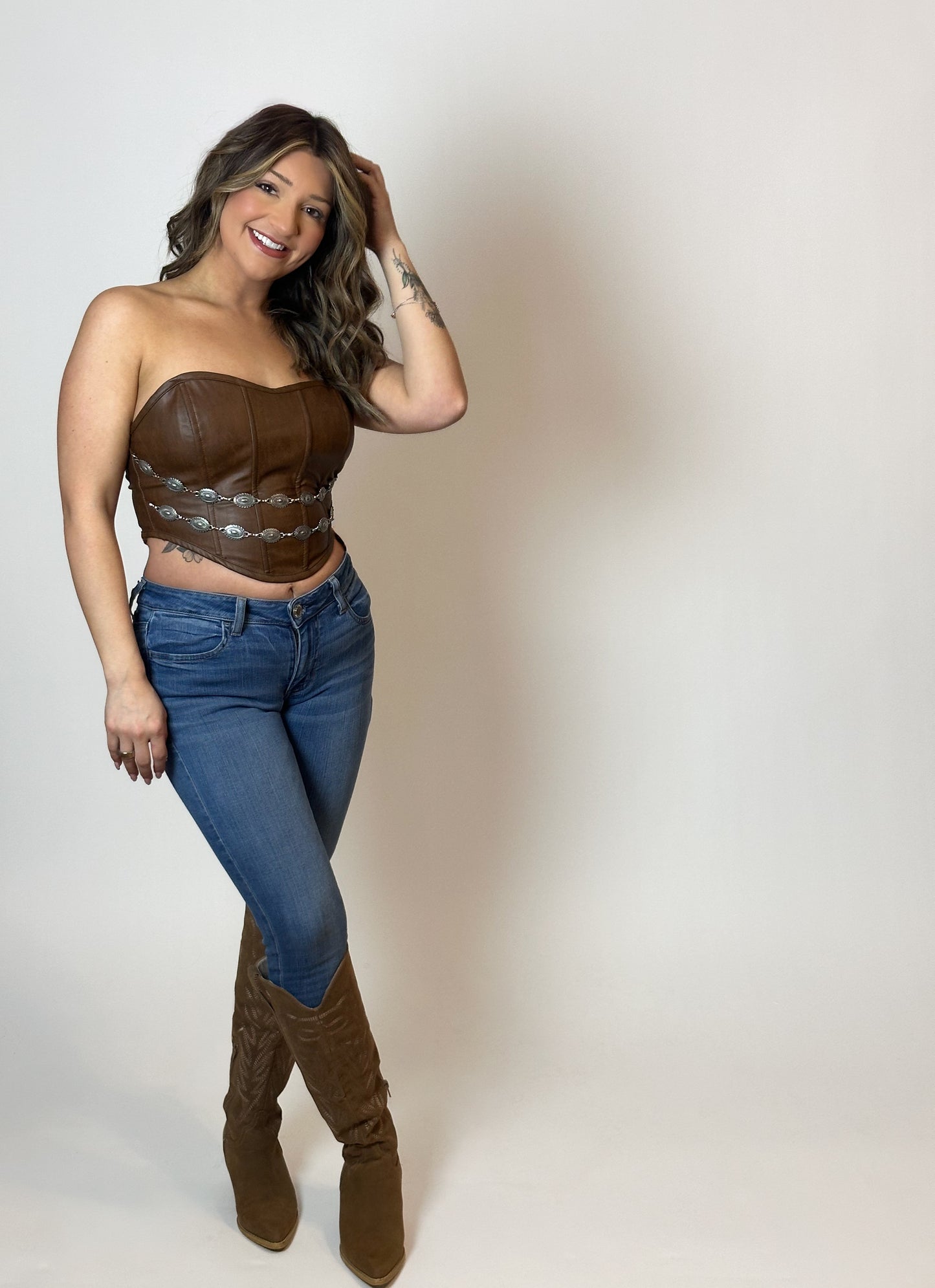 CHOOSIN' TEXAS CORSET TOP (CHOCALATE)