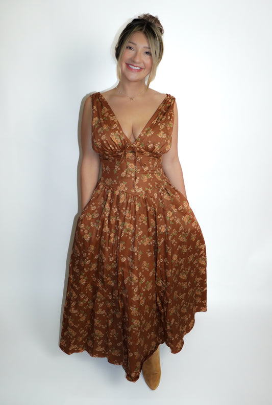 AMERICAN HONEY MIDI (BROWN FLORAL)