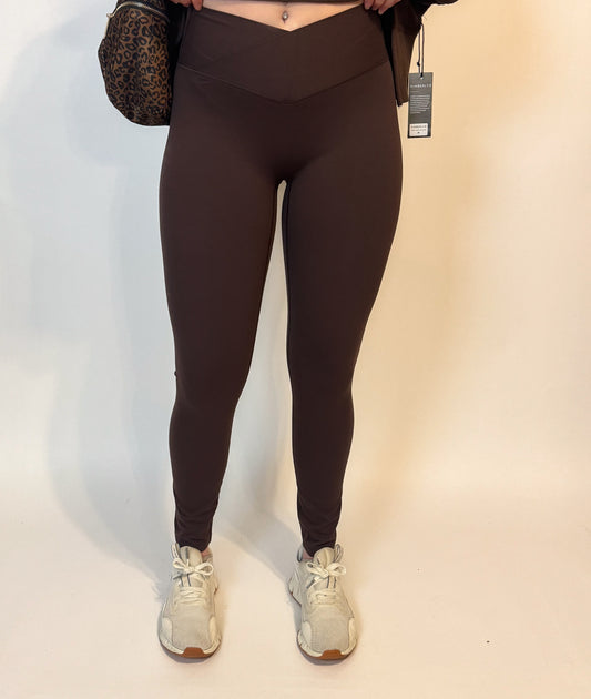 MOCHA V-WAIST LEGGINGS (DARK BROWN)