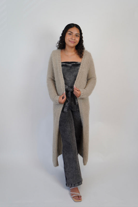 COMFY COZY LONGLINE CARDIGAN (TAUPE)