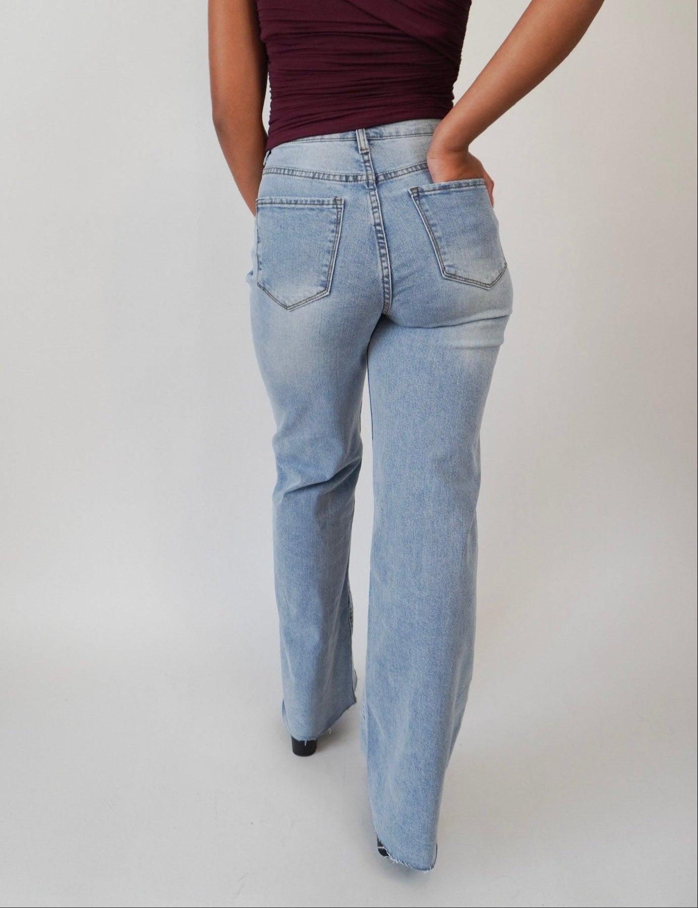 WIDE LEG CROSS WAISTLINE PANT (LIGHT STONE)