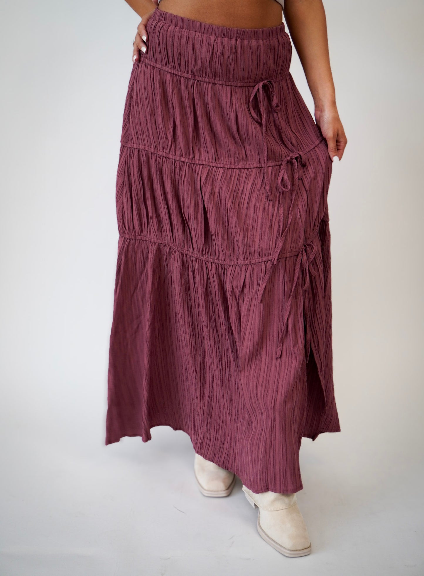 CRANBERRY KISSES MIDI SKIRT (RASPBERRY TRUFFLE)
