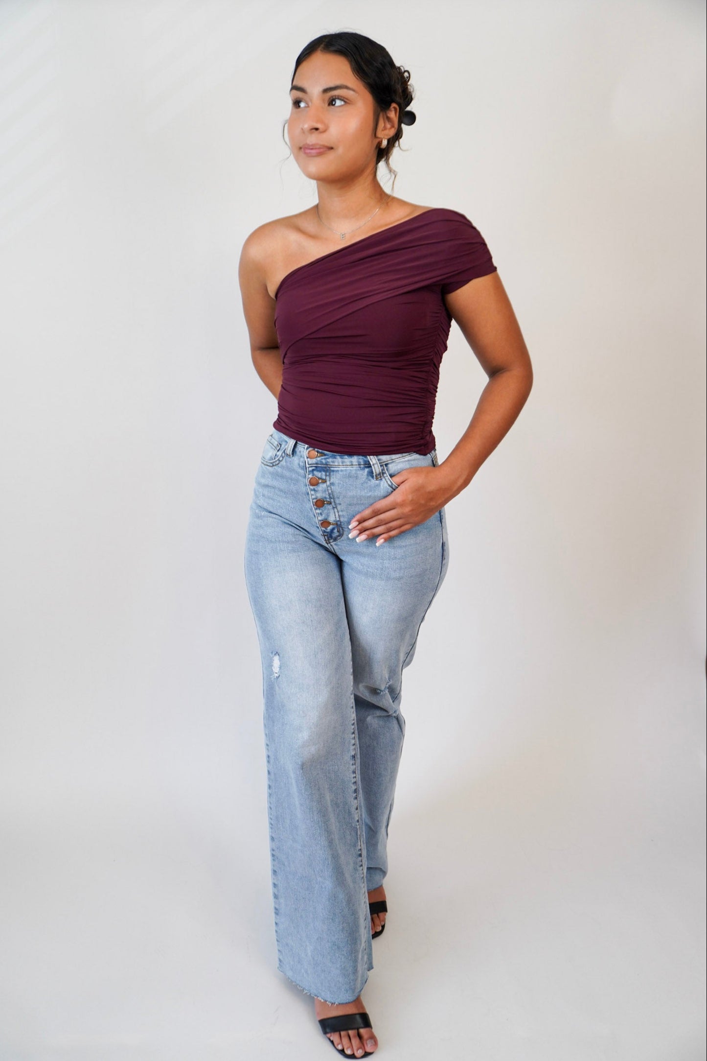 WIDE LEG CROSS WAISTLINE PANT (LIGHT STONE)