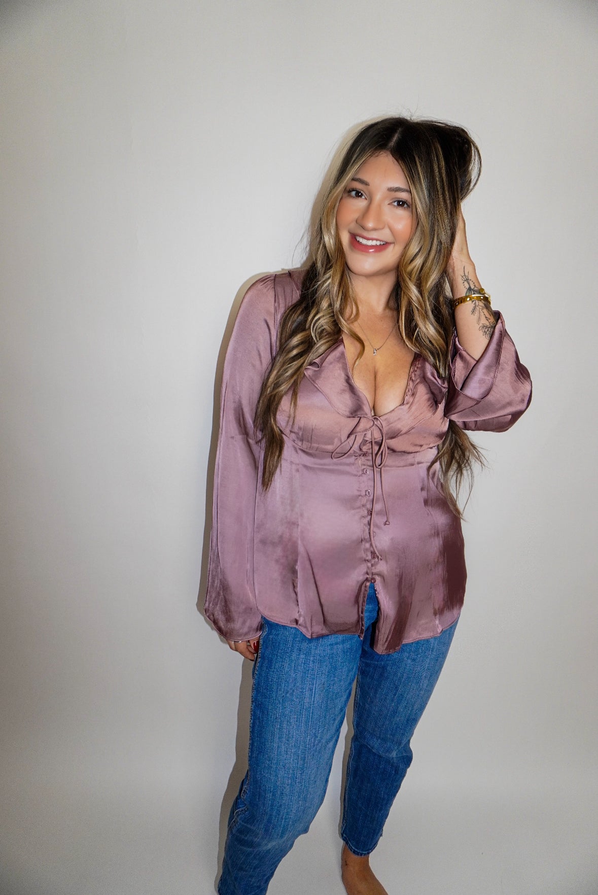 VINTAGE PETAL RUFFLED TOP (CHOCOLATE ROSE)