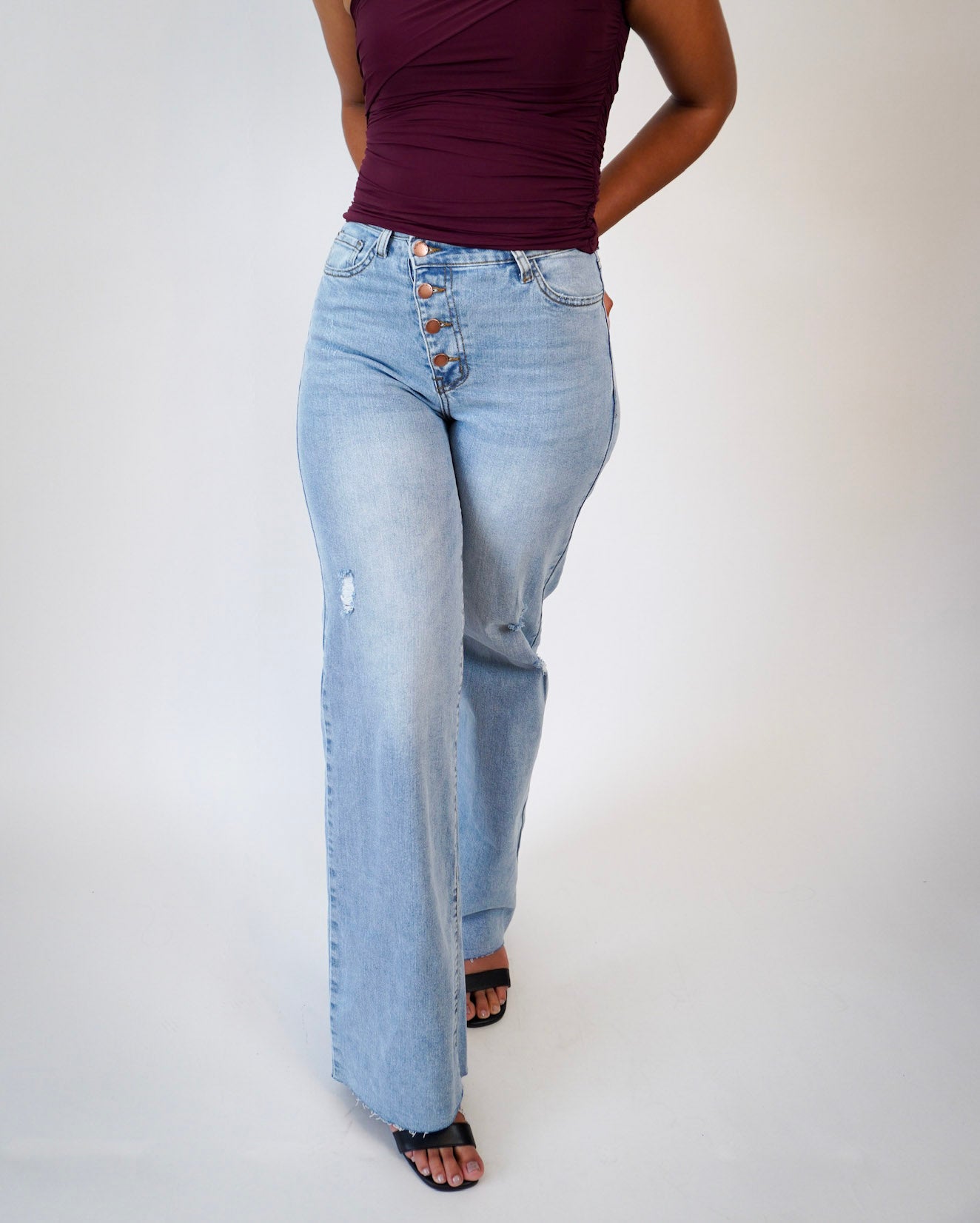 WIDE LEG CROSS WAISTLINE PANT (LIGHT STONE)