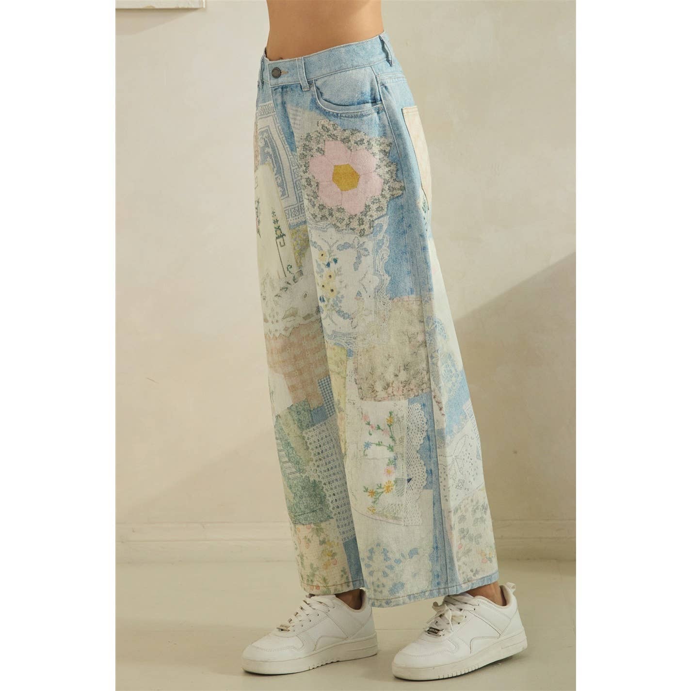 GARDEN PARTY PATCHWORK PANTS (FLORAL DENIM)
