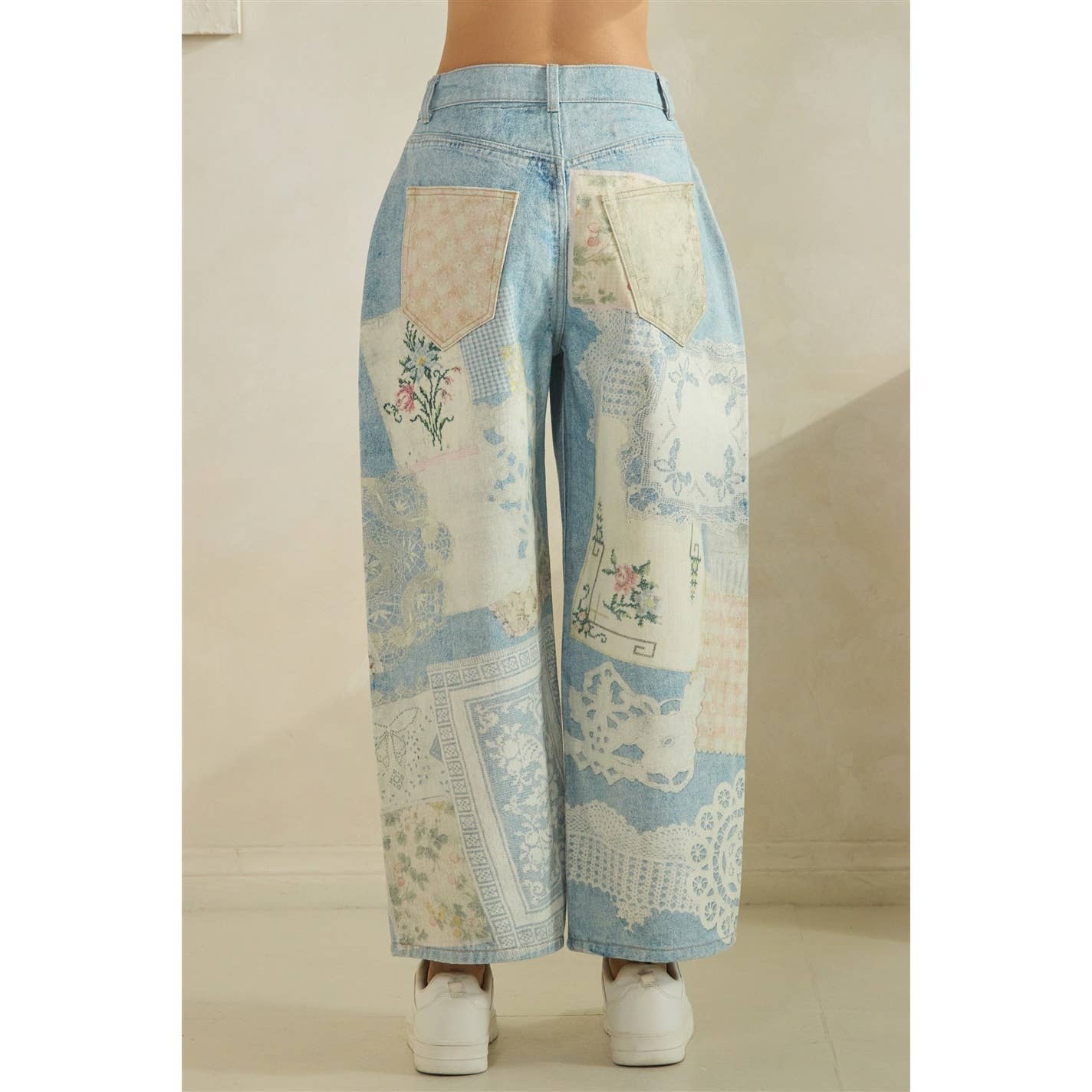 GARDEN PARTY PATCHWORK PANTS (FLORAL DENIM)