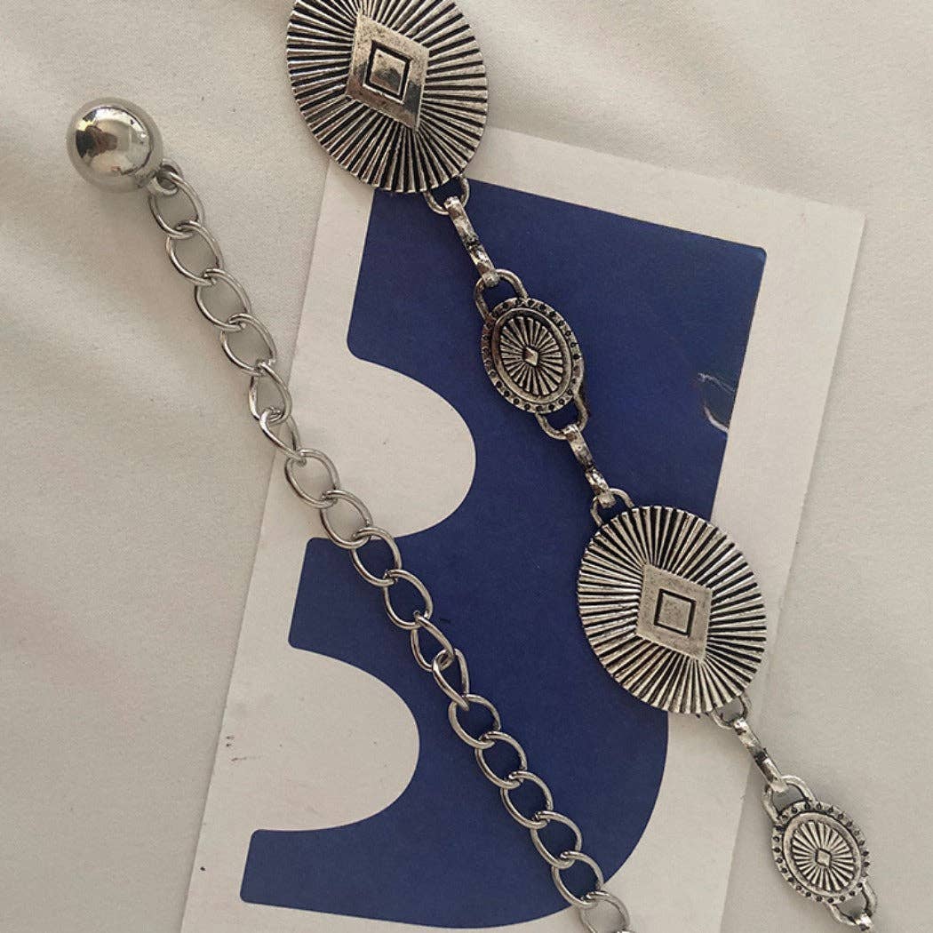 GIDDY UP GLAM OVAL CHAIN BELT (SILVER)