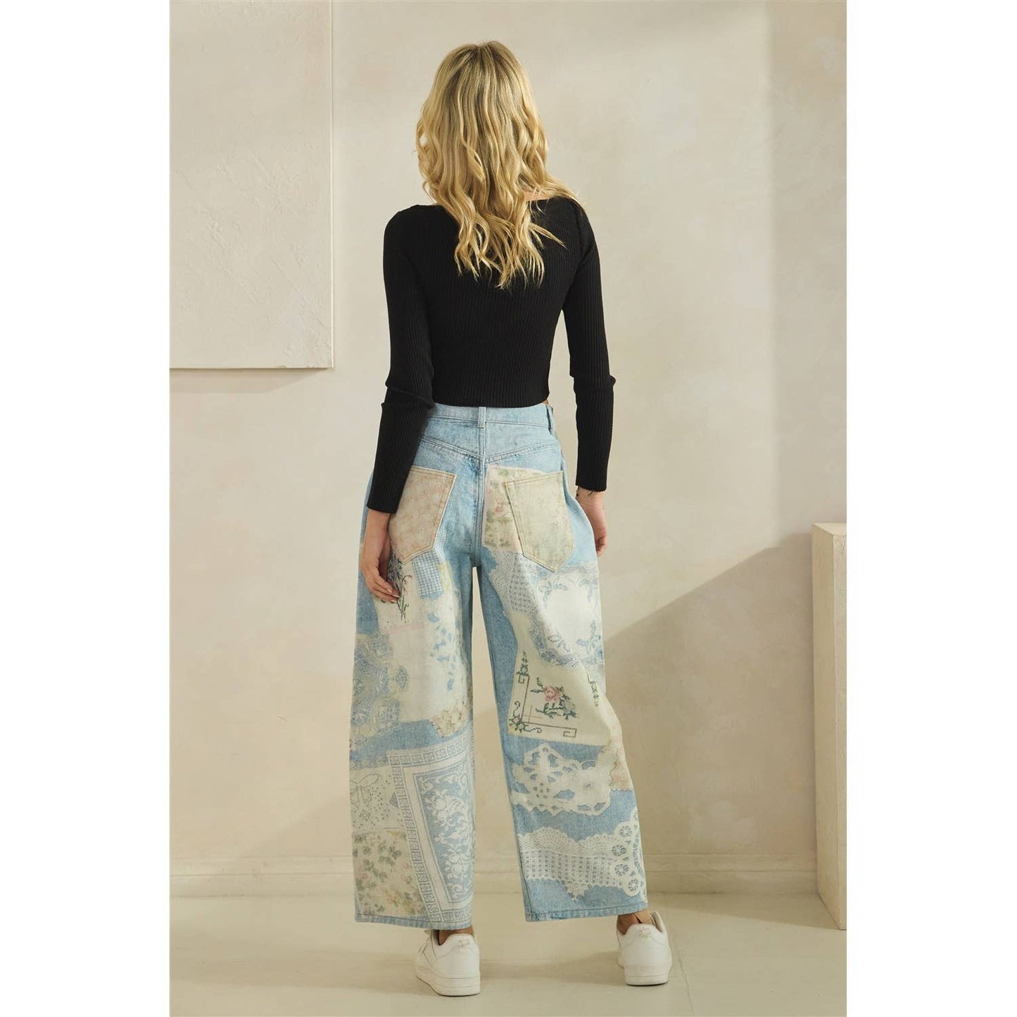GARDEN PARTY PATCHWORK PANTS (FLORAL DENIM)